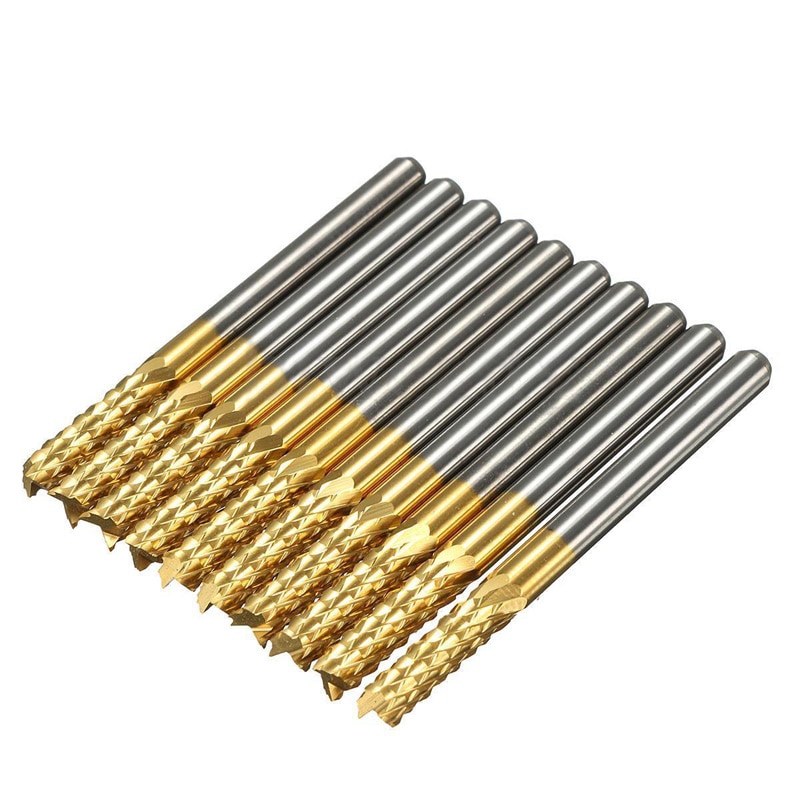 10X3.175 Mm 1/8 Carbide End Mill Schacht Titanium Gecoat Cnc Pcb Graveren Bit Ons