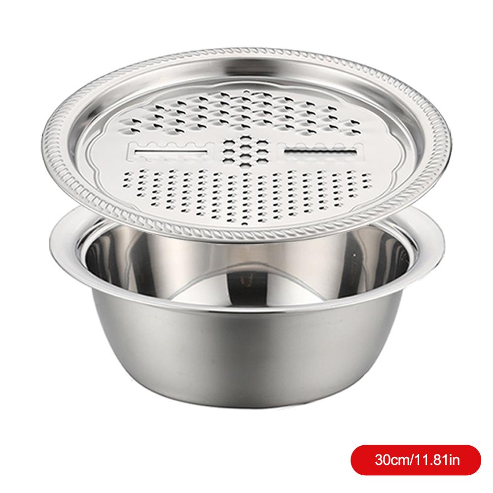 3pcs stainless steel pot vegetable cutter slicer drain basket sieve Kitchen Tool grater strainer Rice Washing Filter: 3