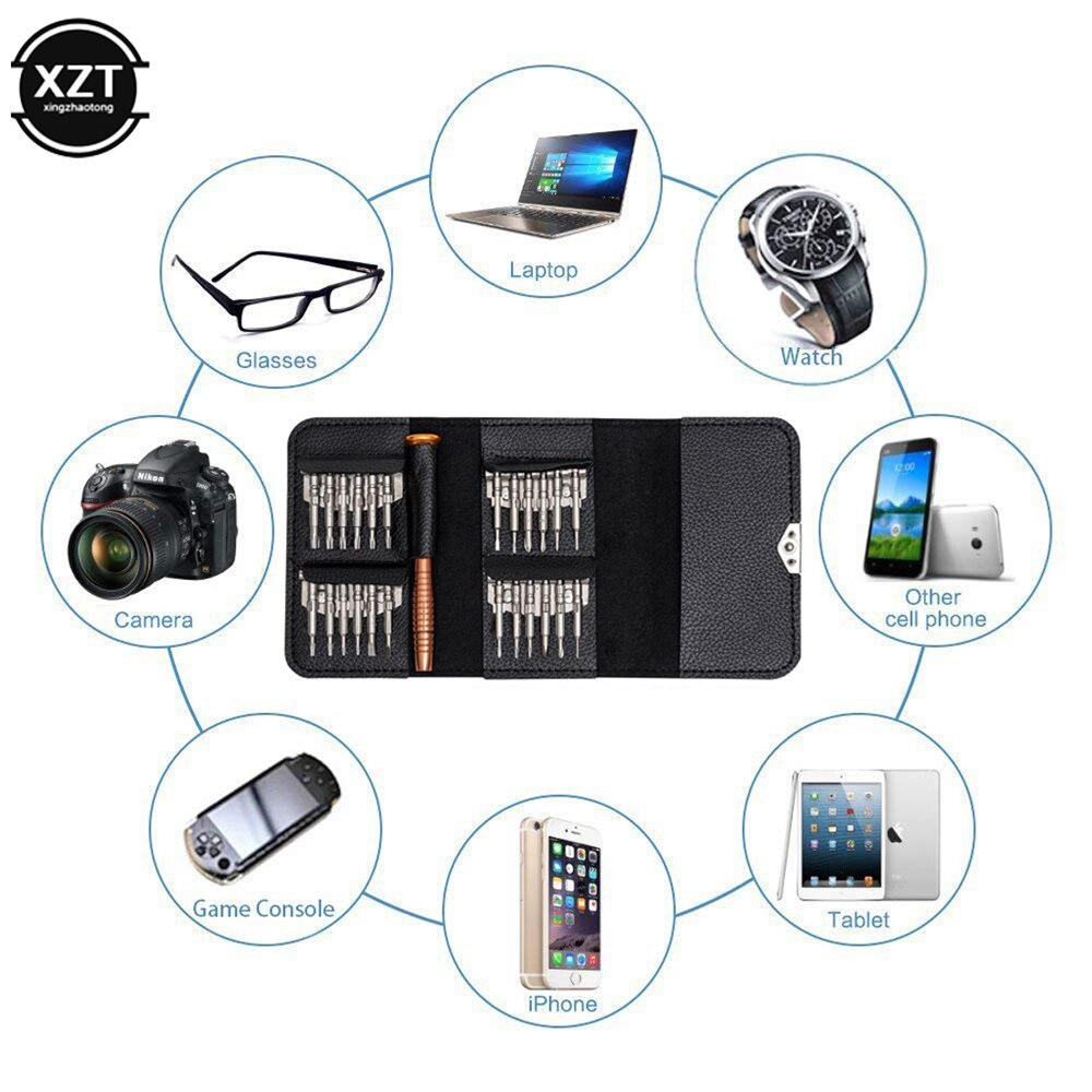 Leather Case 25 In 1 Torx Manual Screwdriver Set Mobile Phone Repair Tool Kit Multitool Hand Tools for Iphone Watch Tablet PC
