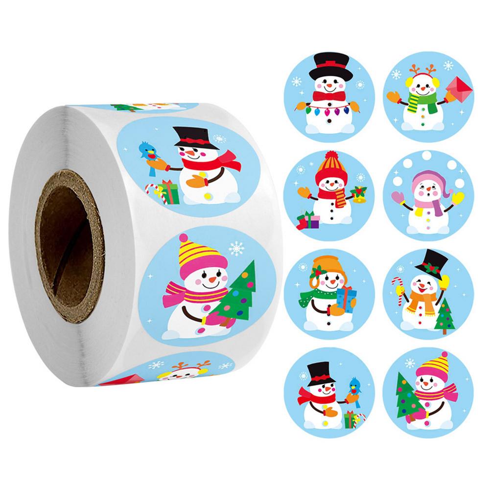500 Vel 1 Roll Kerst Sticker Prachtige Romantische Decal Voor Catton Sneeuwpop Sticker