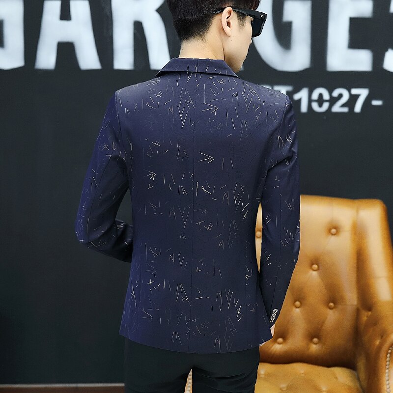 Lente en Herfst Bloemen Afdrukken Prom Pak Blazers Single Button Party Man Casual Slim Fit Trouwjurk Jasje