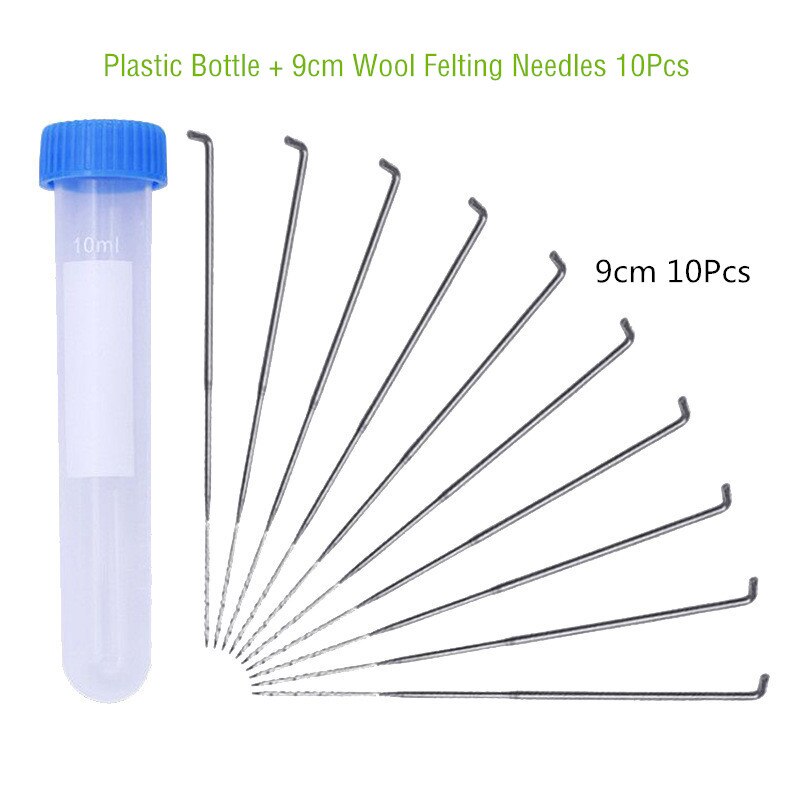 10/18 Uds lana agujas de fieltrar kit para manualidades DIY Artesanato sentía haciendo herramientas Pock pines agujas con mango de madera y botella de plástico: 9cm 10Pcs A