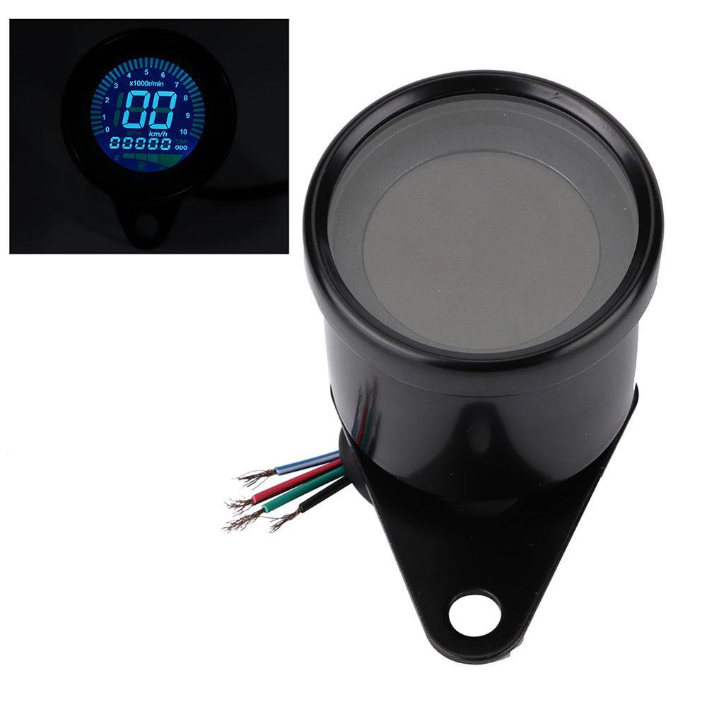 Universal Retro Motorcycle Digital Speedometer LED LCD 160km/h Tachometer Speed Gauge Oil Level Meter With Back Light Clear Lens: Black
