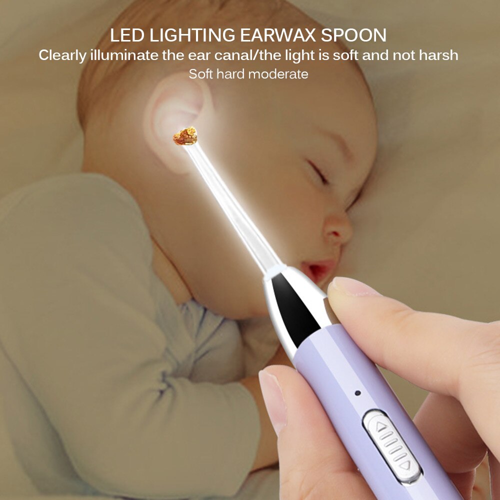 Baby Ear Cleaner Spoon LED Flash Light Ear Wax Curette Picker Visual Children Earpick Eer Wax Dig Remover Ear Nose Novel Tweezer