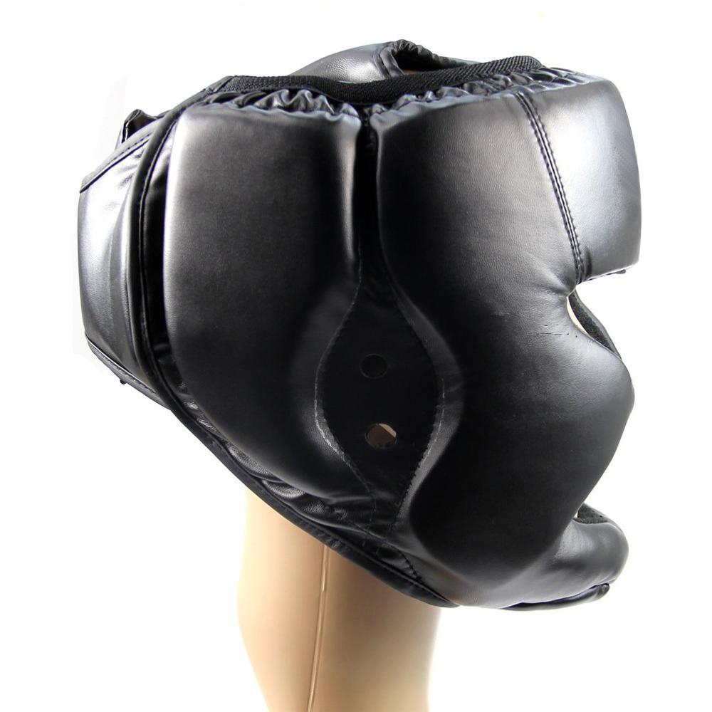 Black Headgear Head Guard Training Helmet Kick Boxing Protection Gear