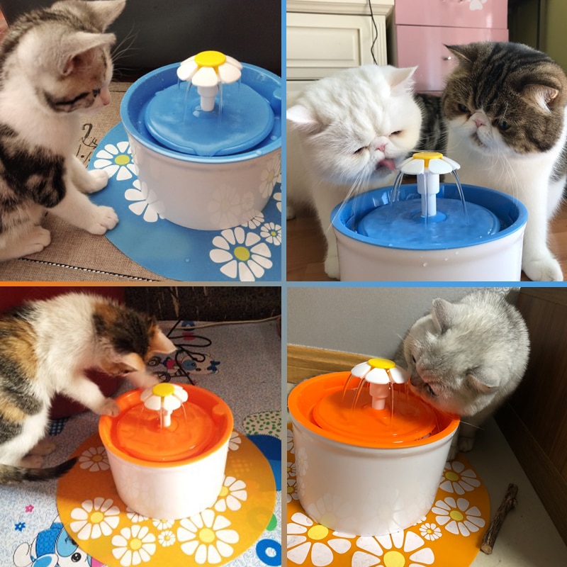 1.6L Automatic Pet Cat Water Fountain Drinking Mute Flower Water Dispenser with Filters Dog Cat Health Caring Drinker Product