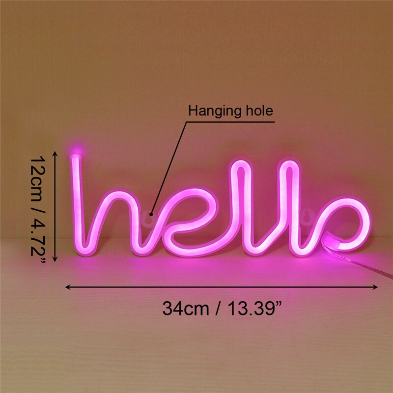 Nachtlampje Neon Alfabet Hello Neon Verlichting Voor Wedding Party Verjaardag Slaapkamer Muur Opknoping Decor Light Night