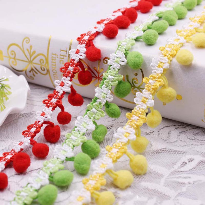 10 meter/lot driehoekige bal top kant lint kwast katoenen kwastjes franjes voor het naaien van beddengoed kleding gordijn decoratie