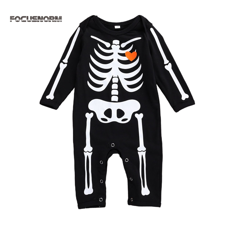 Focusnorm Halloween 0-18M Baby Meisjes Jongens Rompertjes Cartoon Print Lange Mouwen Katoen Herfst Jumpsuits