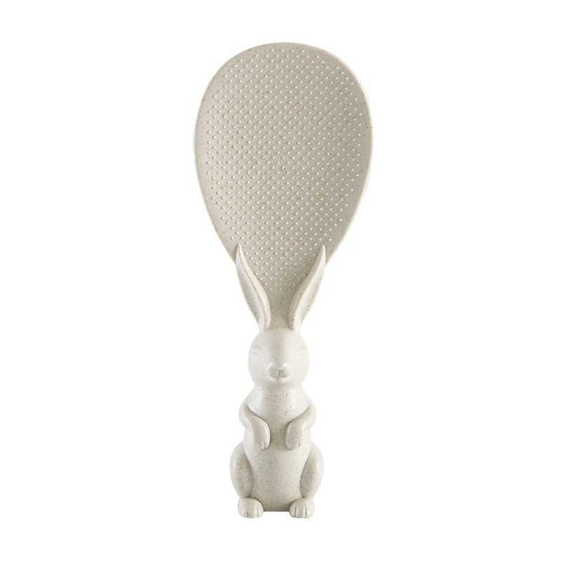 Cuillère lapin blé riz écureuil, cuillère lapin peut se tenir debout, pelle riz, antiadhésif Kawaii dessin animé cuiseur cuillère riz: Beige A
