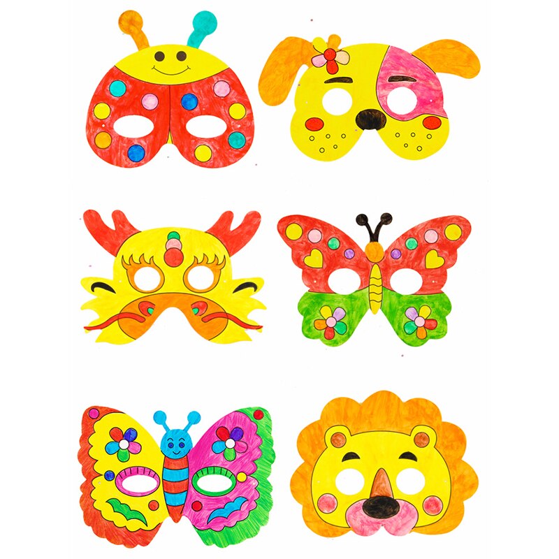 8 stücke DIY Ebene Masken, leer Graffiti Masken Dschungel Papier Masken mit Farbige Stifte und Elastische Seile für freundlicher Kleid hoch Geburtstag