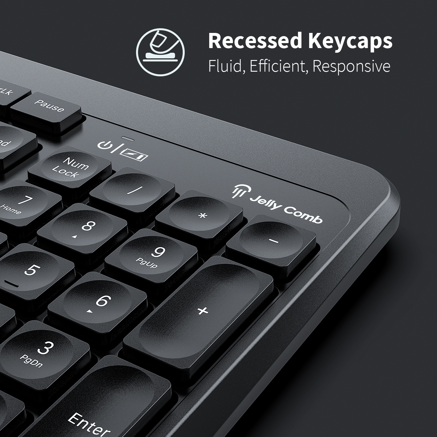 Jelly Comb Wireless Keyboard and Mouse Comb 2.4GHz Ergonomic Full-Sized Keyboard with Palm Rest and Mouse for PC Laptop Windows