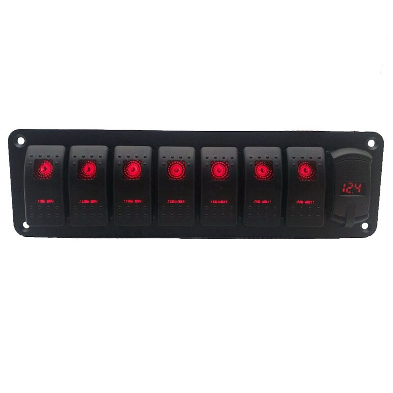 Car Waterproof Marine Boat Rocker Switch Panel 8 Gang 12V/24V Circuit Breaker Dual USB Slots Light Button