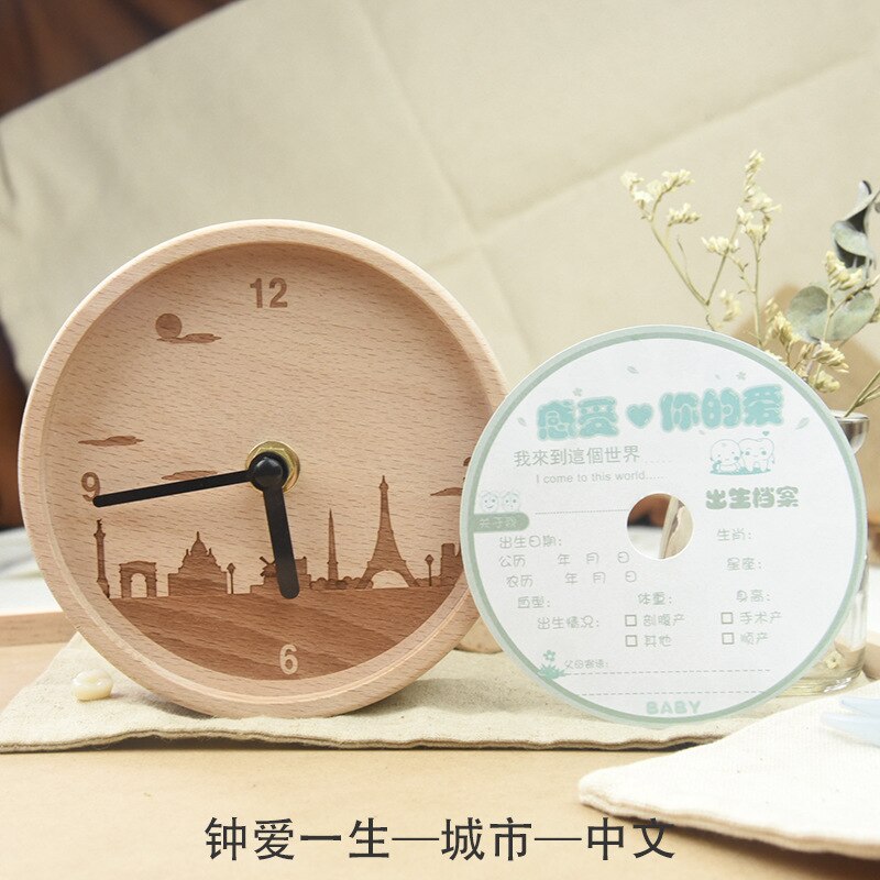 Ya wu horloge en bois fille et garçon bébé Lanugo bébé dents boîte enfants anglais japonais foetus cheveux dents boîte de rangement: City Chinese