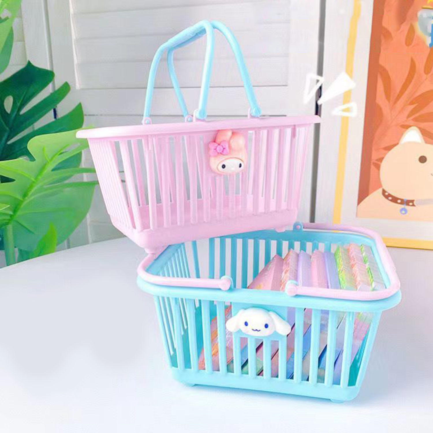 Panier de courses pour enfants, panier d'épicerie avec poignées, petits paniers de courses au détail pour de fête, organisateur de cuisine, panier à linge
