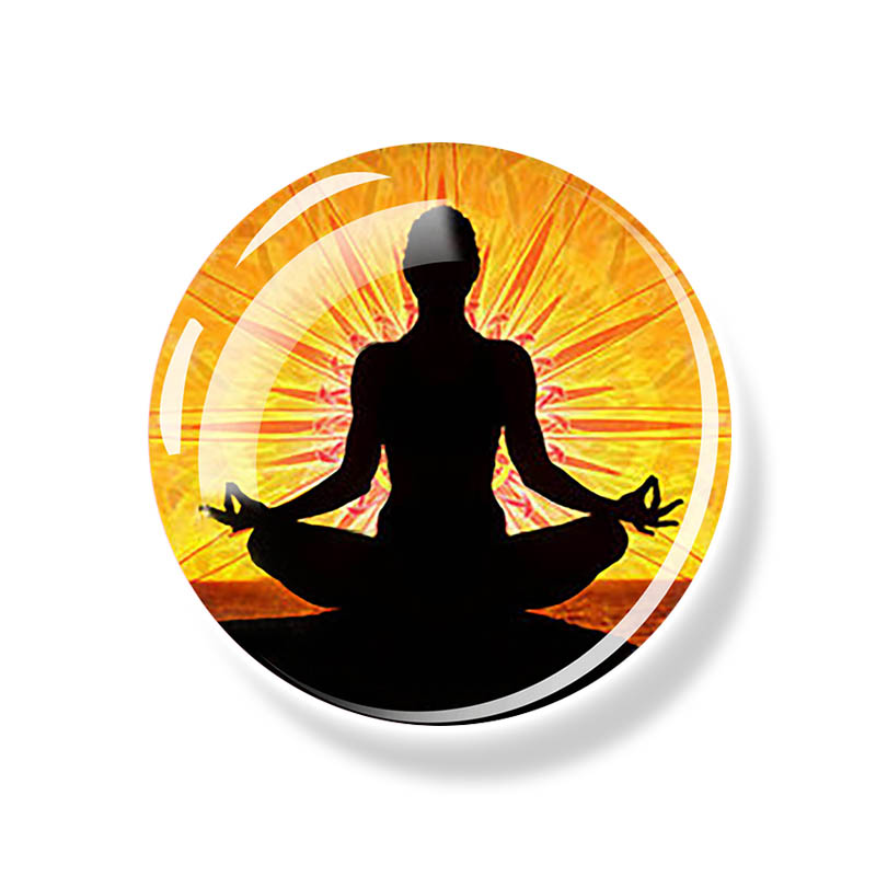 7 Chakra Totem Magnet Fridge Meditation Yoga Mandala Hinduism Glass Dome Refrigerator Magnets Stickers Indian Buddha Home Decor: WHITE