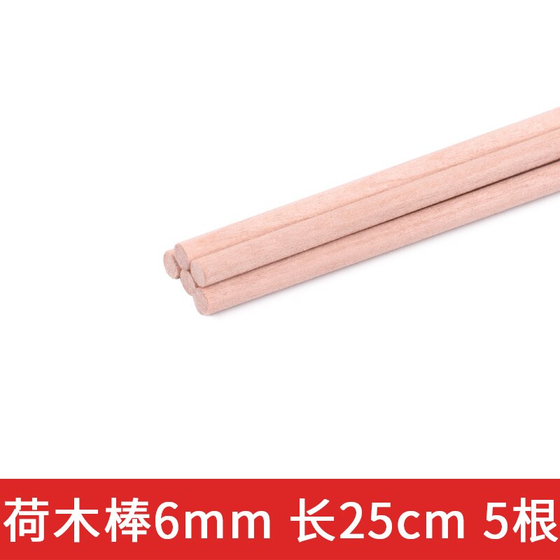 Varilla redonda cilíndrica de madera de abedul, modelo de placa de arena, 5 uds.: 6mm 25cm 5pcs