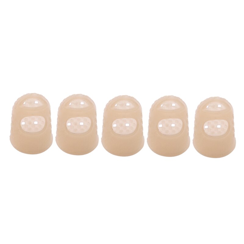 5Pcs Silicone Finger Guards Guitar Fingertip Protectors For Ukulele Guitar Non-Slip Finger Sets 6 Color Optional: Flesh