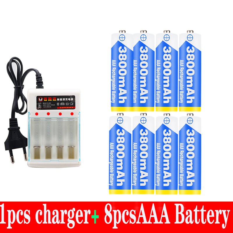 Figh 1.2V 3800mAh NI MH AAA Pre-Charged Ni-MH Rechargeable aa Battery For Toys Camera Microphone Batteries + Charger: Red