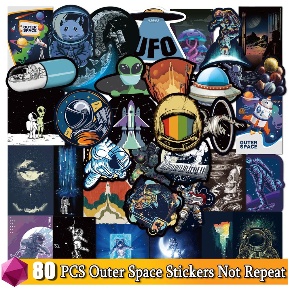 Easter Day Stickers Cartoon Anime Sticker Festival Pack for Laptop Bicycle Motorcycle Guitar Skateboard Decals Kids Toy Decal: 80 Pcs Outer Space