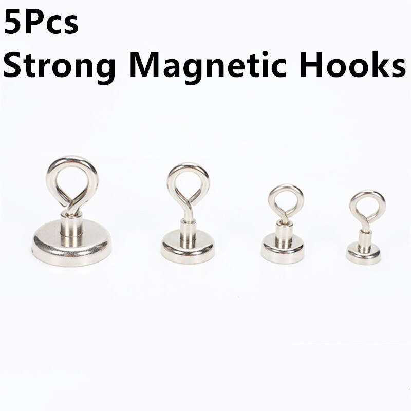 5Pcs Magnetische Opknoping Haken Sterke Magneet Neodymium Sterke Zeldzame Aarde Magneet Hanger Voor Home Keuken Muur Haak