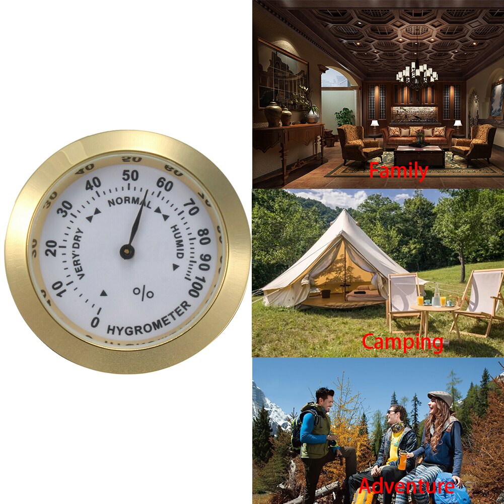 37MM Pointer Accessories Round Glass Moisture Meter For Humidor Analog Hygrometer Humidity Gauge Guitar Violin Sensitive Indoor