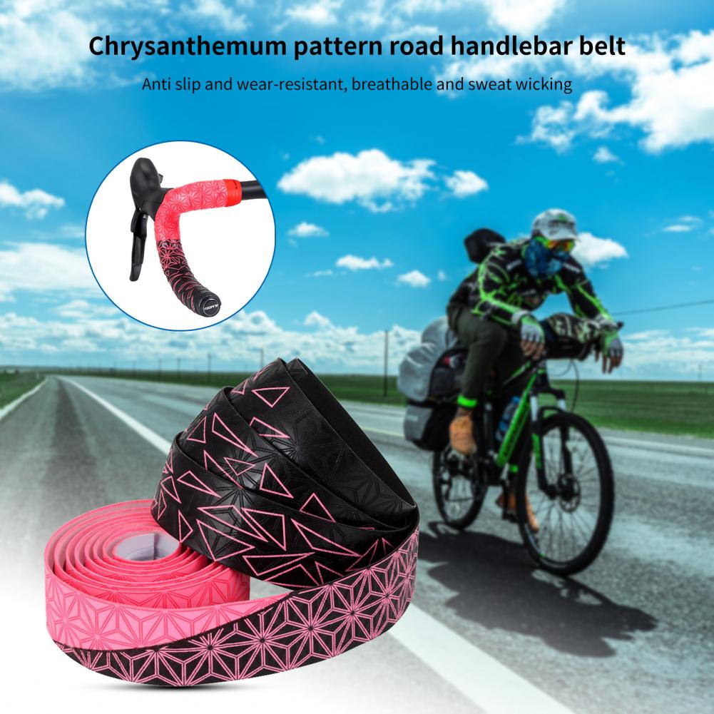 Reliable Elastic Skin-friendly Chrysanthemum Pattern Road Bike Handle Bar Wrap Handlebar Tape Handle Bar Tape 1 Pair