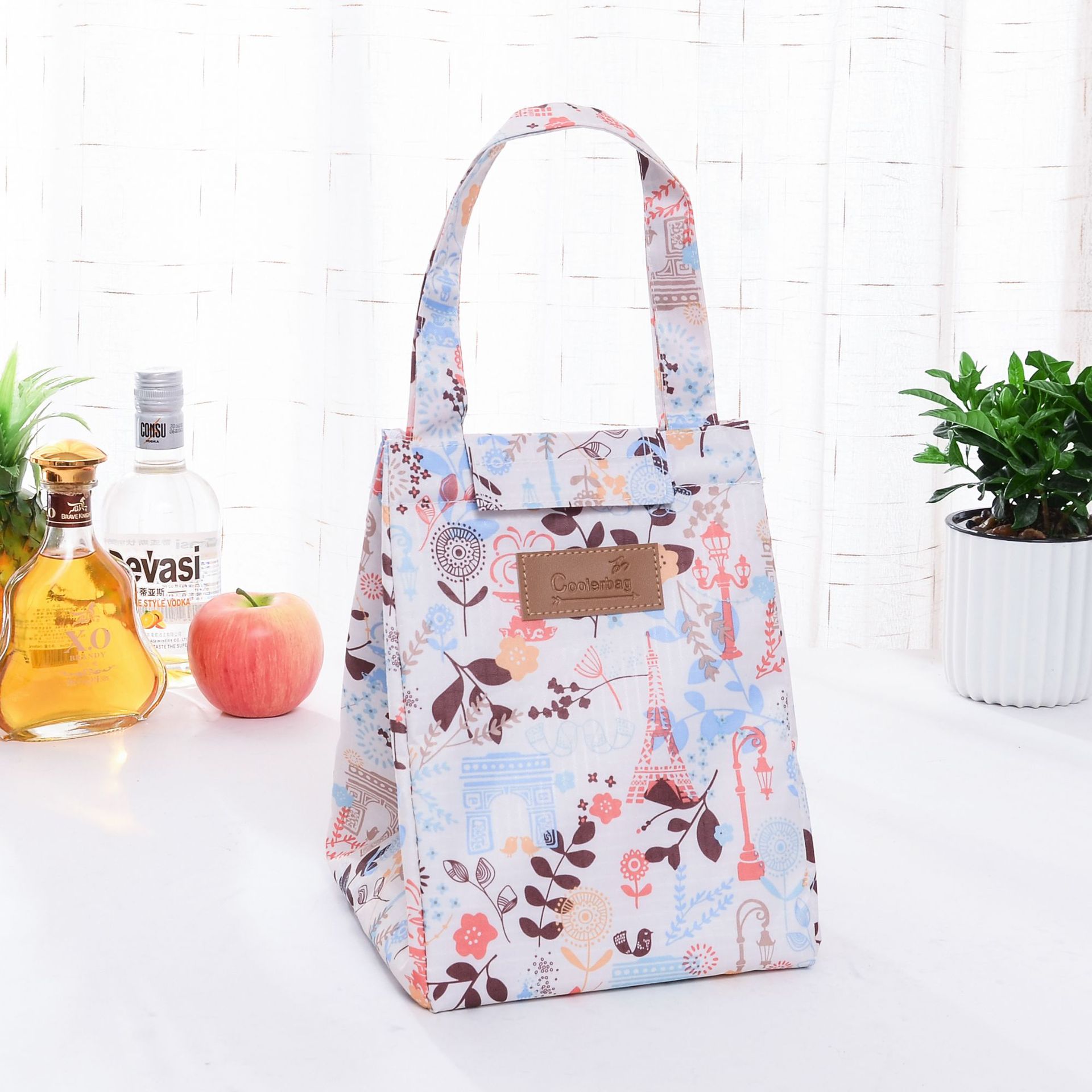 Fahrrad Blume Flamingo Mittagessen Taschen Für Frauen freundlicher Lebensmittel Kühltasche Mittagessen Kasten Kühler Mittagessen Kasten Isolierung Tragbare Tote tasche: 05