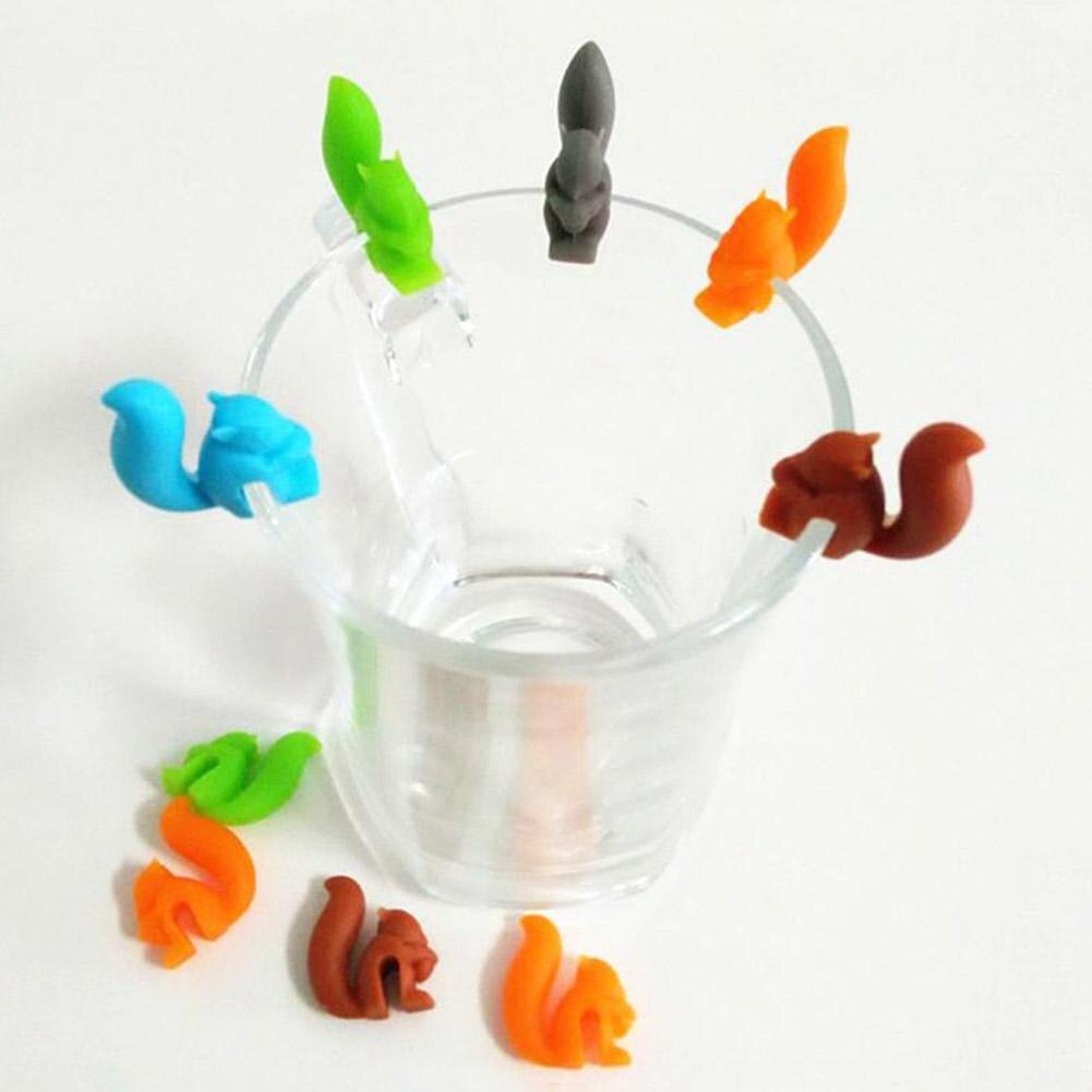 1Pcs Squirrel Tea Bag Hanging Cute Silicone Tea Infuser Beautiful Hanging Colors Bright Cup and Label Tea Clip Mug X9Q8
