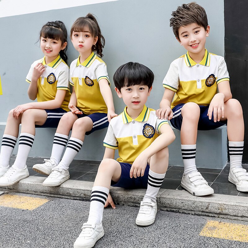 Jk uniform primary school short-sleeved school uniform summer children's sports suit kindergarten uniform