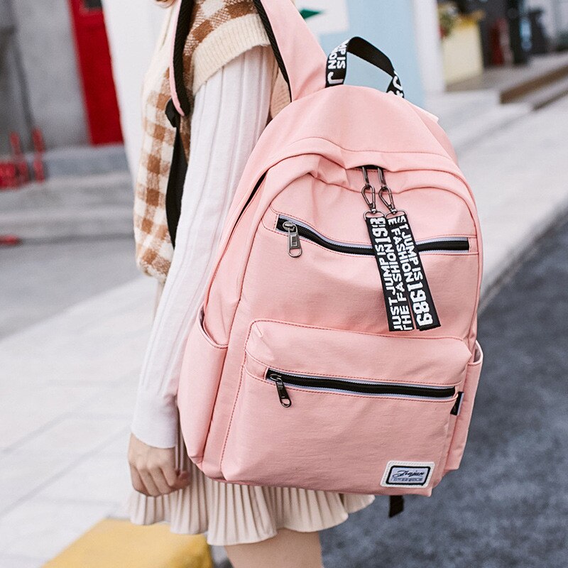 Afslappet piger skole rygsæk vandtæt skoletaske smuk stil skoletasker rygsæk til teenager 2 størrelser