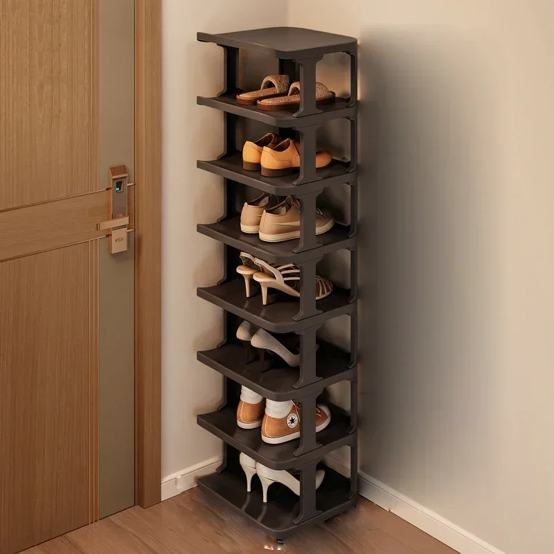 Zapatero de plástico multicapa, estantes de zapatos desmontables para el hogar, organizador de zapatos de gran capacidad, organizador de desorden para sala de estar: Morado