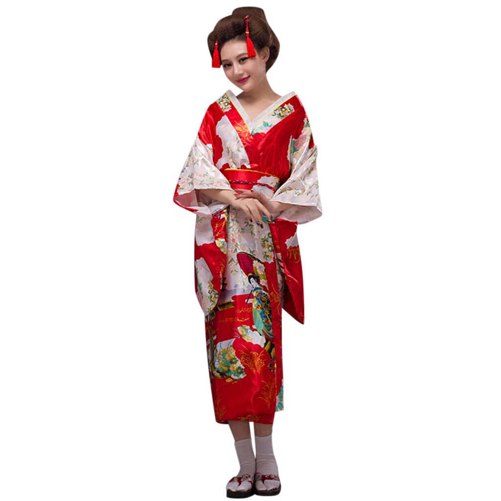 Home&Nest Long Style Loose Japanese Satin Print Dr... – Grandado