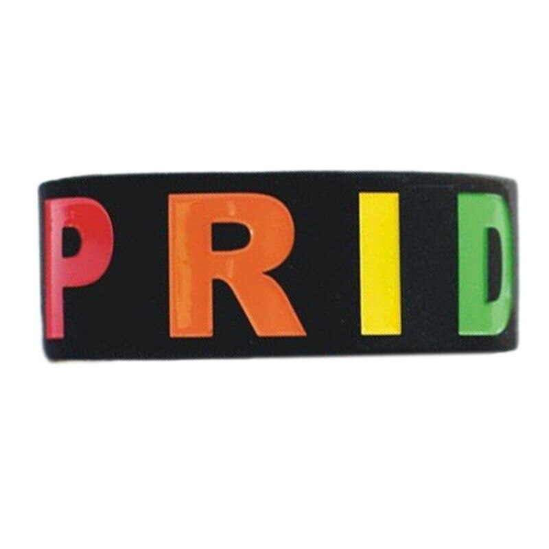 18 rodzajów Unisex LGBT tęcza do bransoletki z napisem Party Parade opaska sportowa na nadgarstek sześciokolorowa gejowska lesbijka duma guma silikonowa: H