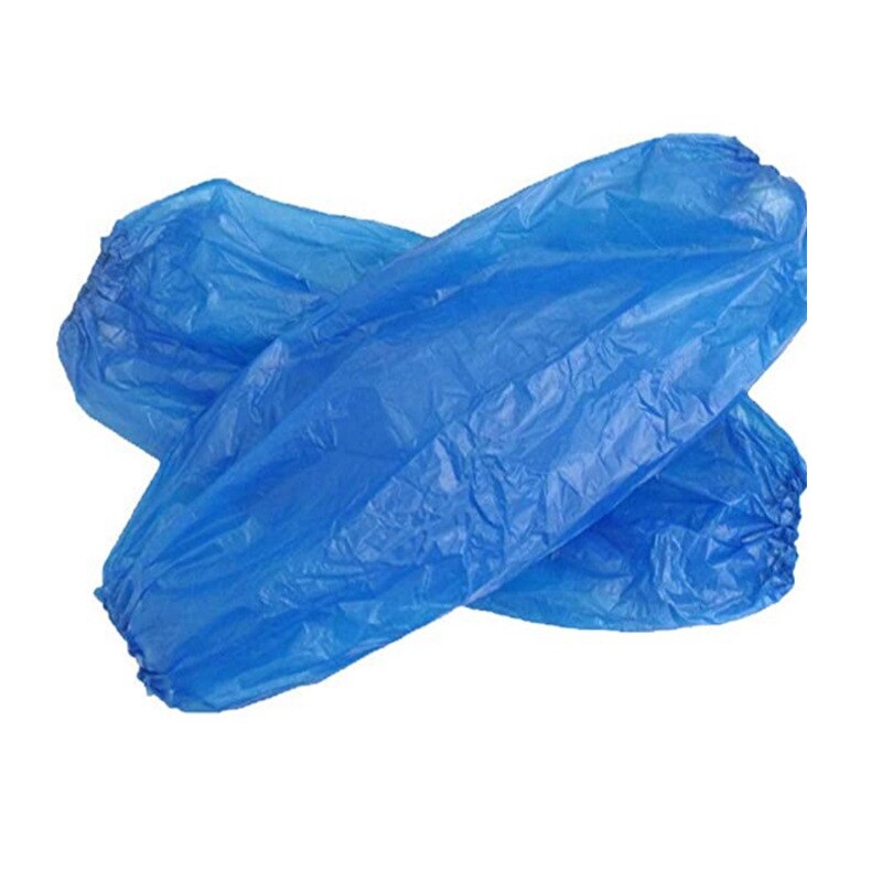 100PCS Disposable Plastic Waterproof Oversleeves Anti-fouling PE Blue Household Sleeves Elastic Easy to Put on Take off