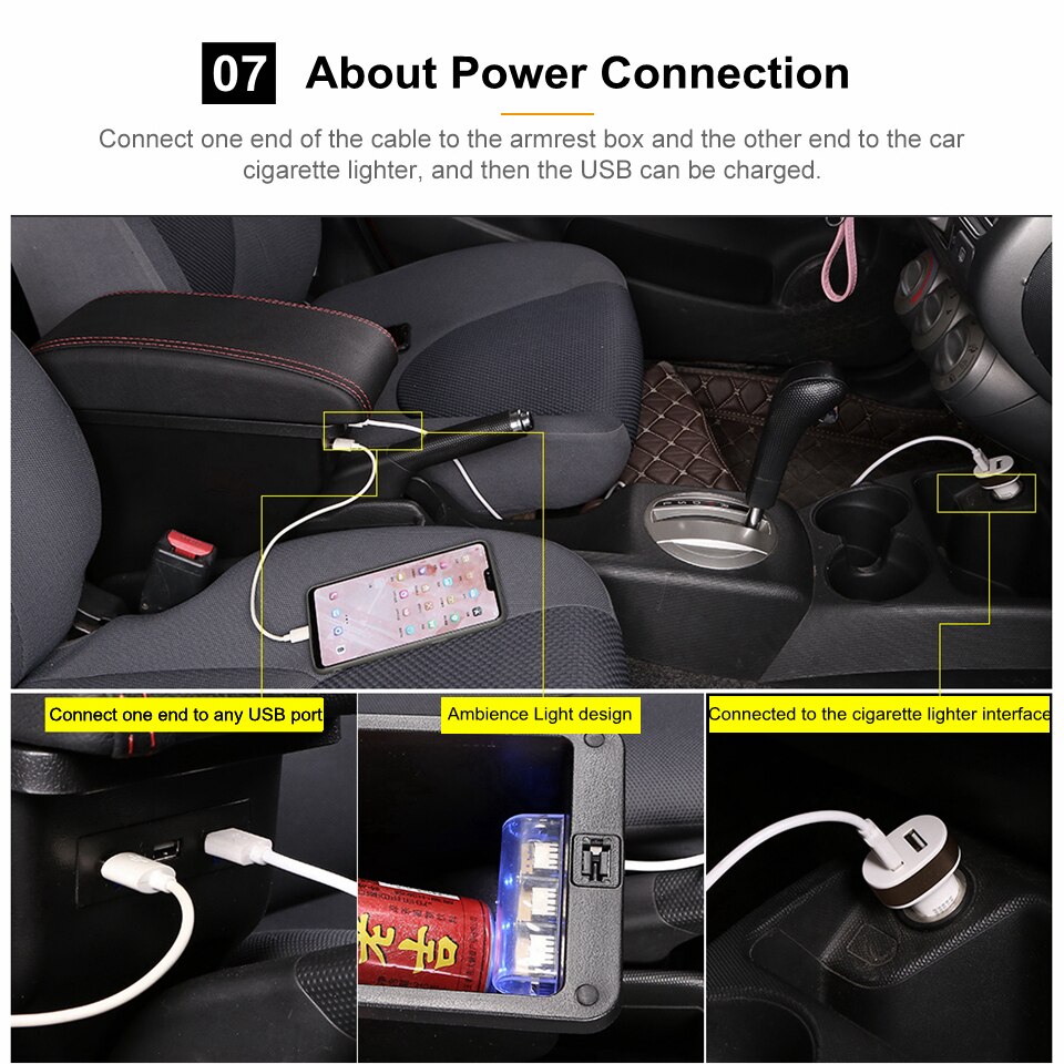 Pour Renault Dacia Duster 2 3 Boîte D&#39;accoudoir Automatique du Coffre De Rangement De la Console Centrale Double Voiture Accessoires USB Rétractable