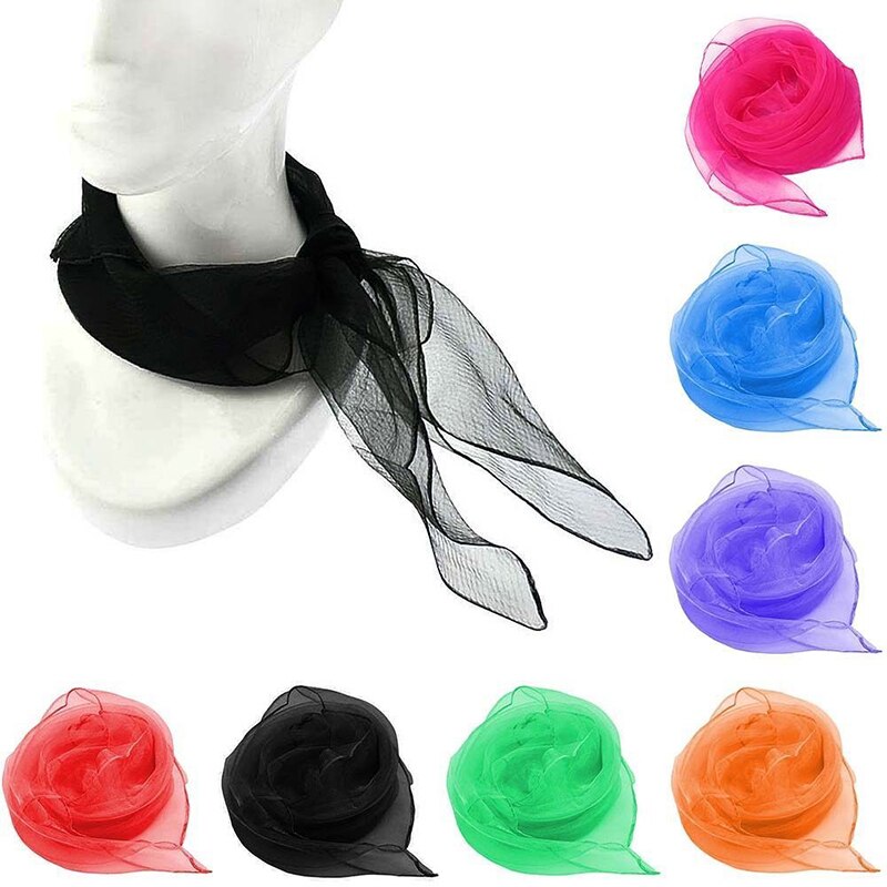 Foulard carré en mousseline de soie pour femme, serviettes de gymnastique, danse, couleur bonbon, rouge, jaune, violet, vert