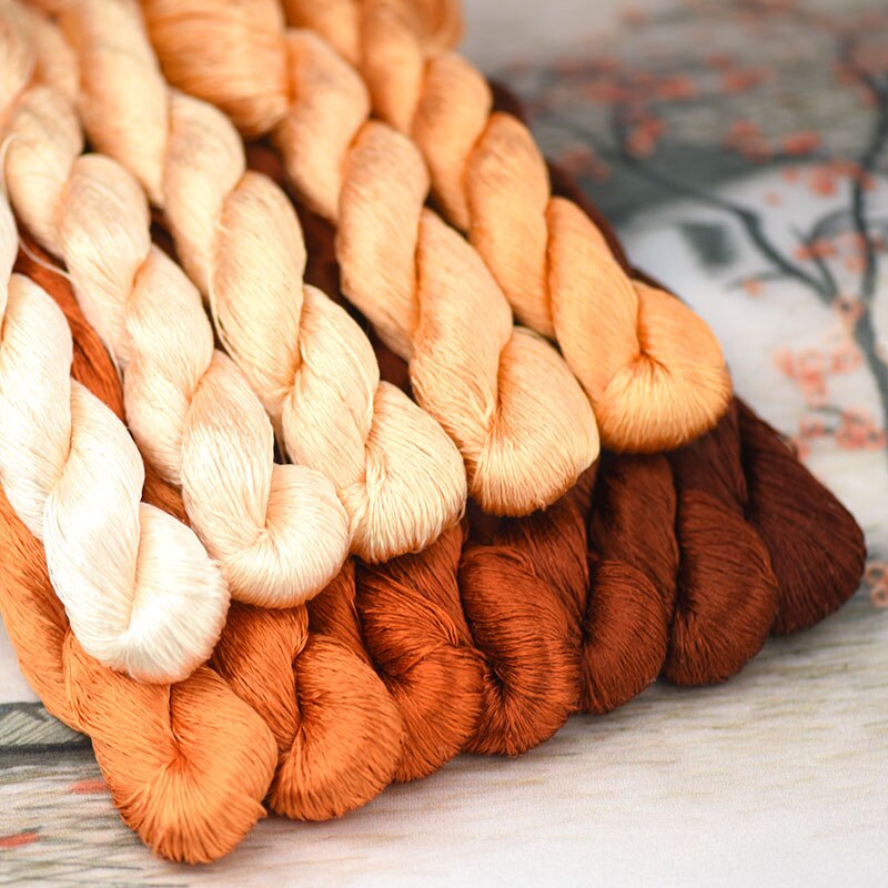 silk embroidery thread / 100% silk thread /hand embroidery embroider cross stitch/Reddish brown/12 gradient colors: 12 colors