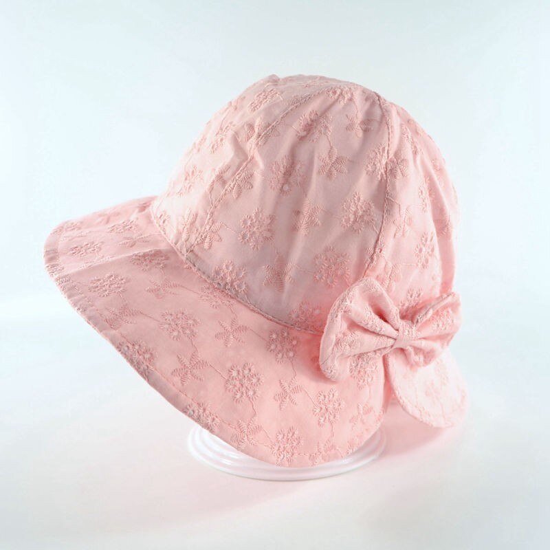 Chapeau à fleurs pour bébé fille, avec nœud, en maille, en coton, style princesse, couleur unie, pour la plage, pour enfant en bas âge: pink style 2