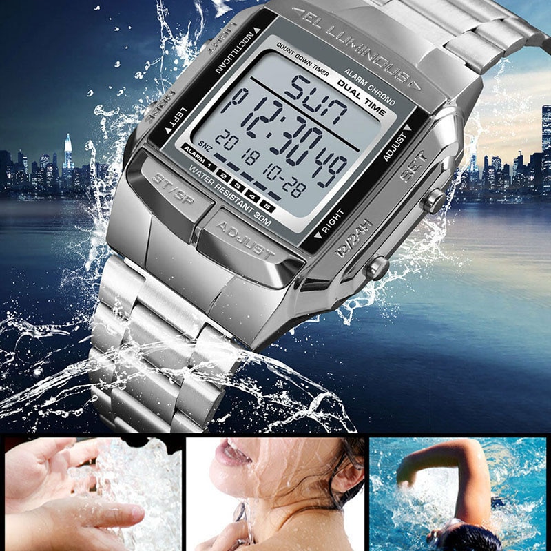 Nieuw Mannen Elektronische Horloge Waterdicht Backlight Led Digitale Sport Horloge DOD886
