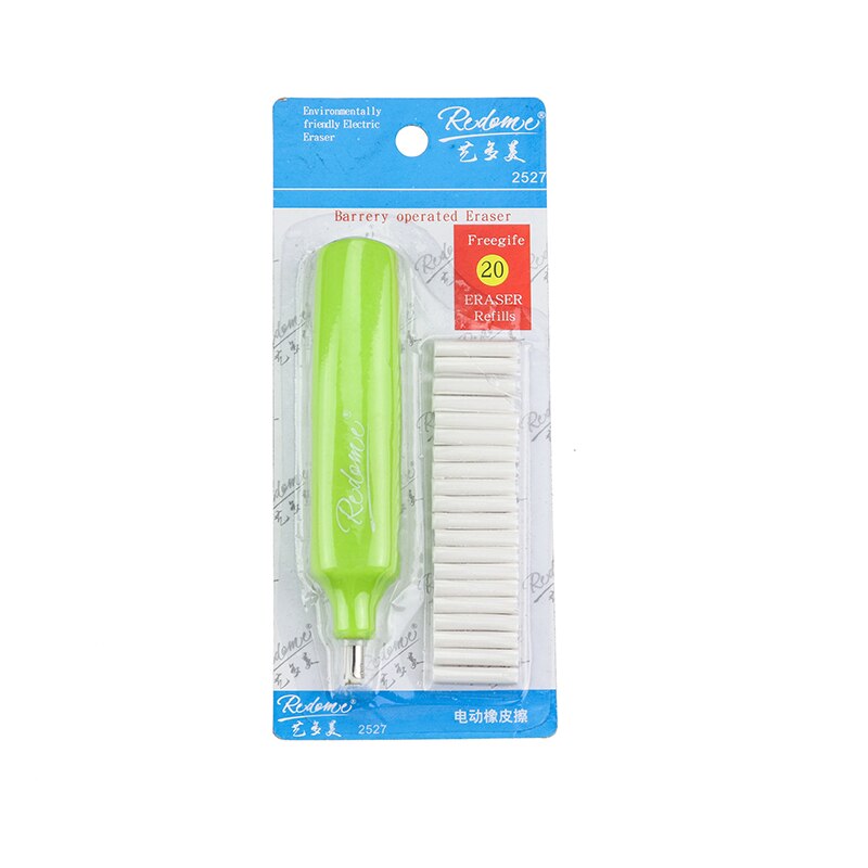 Redeme gumka elektryczna zasilany z baterii gumy i wkłady wymienne usuwać wyróżnij pisanie mechaniczne gumki studenci 2527: zielony