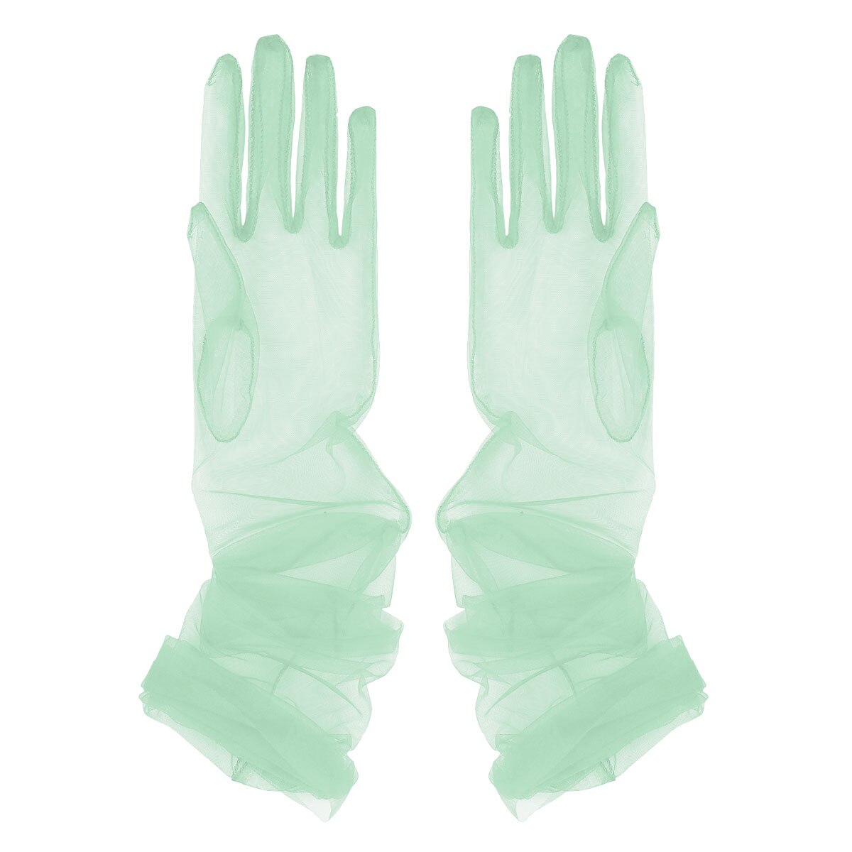 Elegantes guantes largos de tul transparente para mujer, guantes largos sexis de dedo completo para boda y , accesorios para damas de fotografía: Light Green