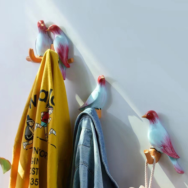 Bird Fridge Hook Key Wall Crochet Holder Kitchen Hooks Resin Process Animal Hook Hanging Hanger Rack Wall No punching Home Decor