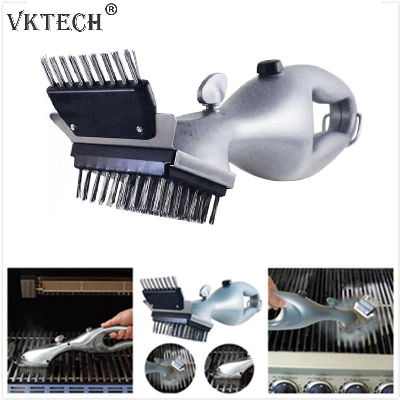 Stainless Steel BBQ Cleaning Brush Outdoor BBQ Grill Brush Barbecue Grill Cleaner Steam BBQ Accessories Cooking Tools
