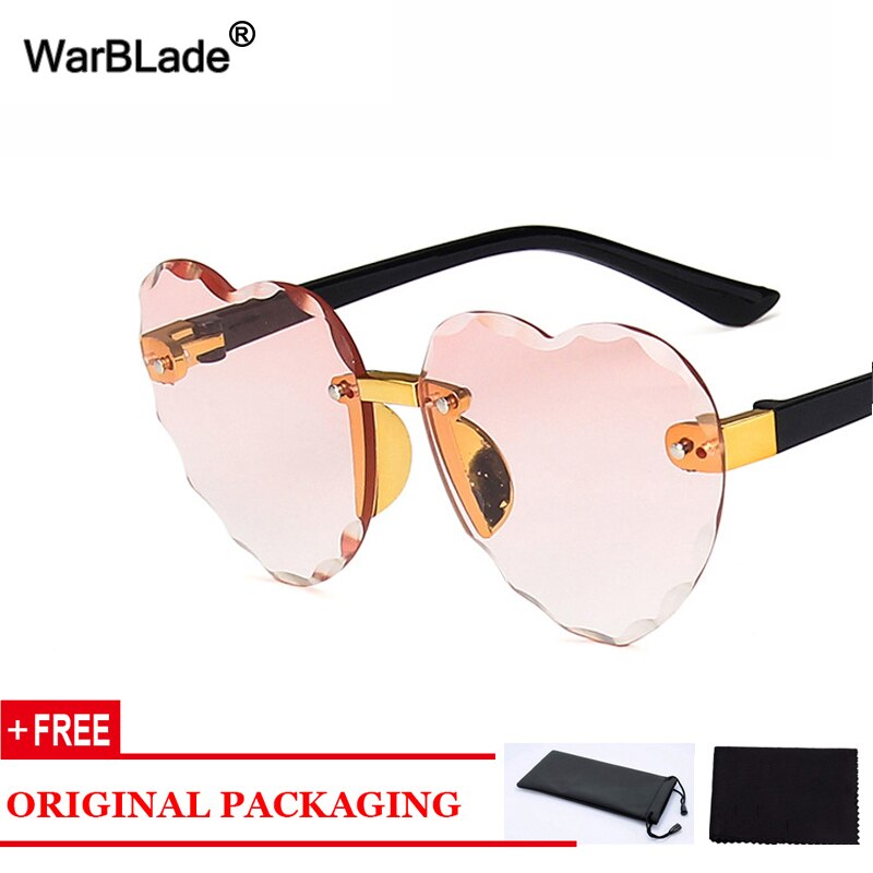 Warblade hjerte kantløse låve solbriller kjærlighet form låve solbriller takrenne jenter reise  uv400 briller oculos de sol: Rosa