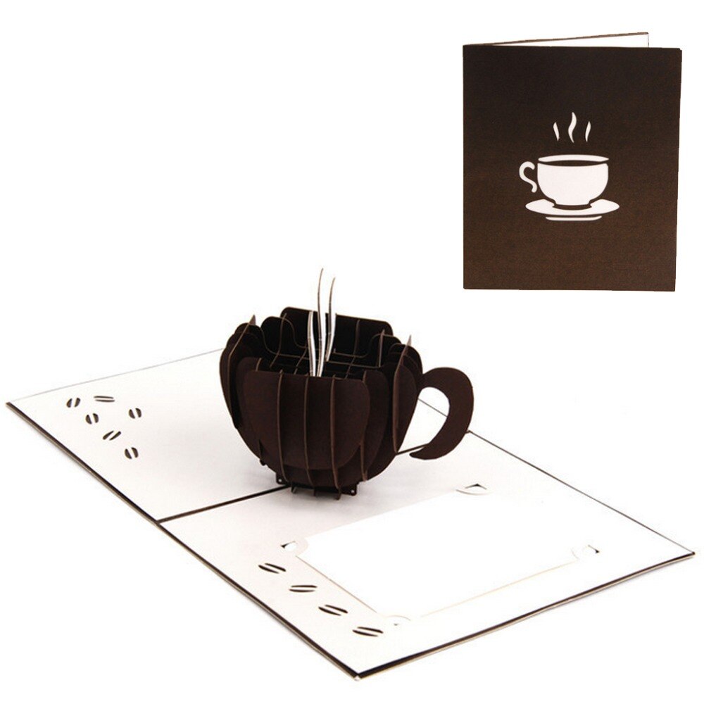 Cartes de vœux Pop Up café en 3D | Invitations pour noël, saint valentin, anniversaire, P101
