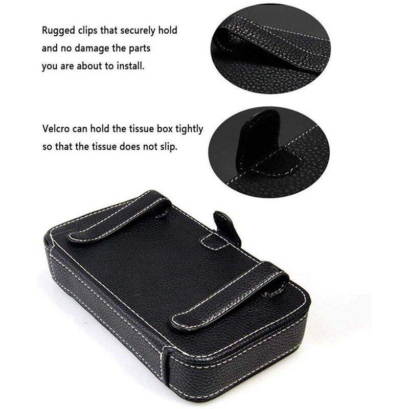 Luxe leren auto zonneklepbeugel, ophangbeugel voor autostoelrug, multifunctionele tissuehoes met een tissuevervanger