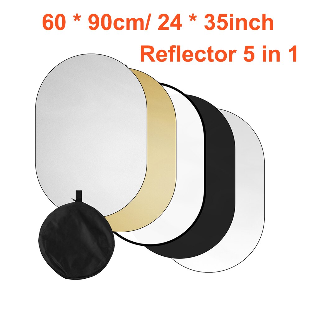 60 * 90cm/ 24 * 35inch Collapsible Light Reflector 7 in 1 Multi Disc Photography Studio Photo Oval Portable Photo Disc with Bag: style 1