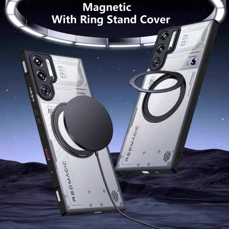 Étui magnétique pour Red Magic 10 Pro, support d'anneau, couverture arrière transparente pour Nubia RedMagic 10 Pro Plus, coque de protection pour téléphone