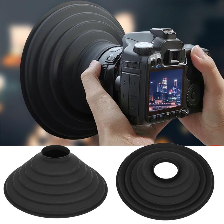 Pare-soleil pliable en silicone noir, 1 pièce, pour objectif d'appareil photo reflex, réduisant l'éblouissement lors de la photographie en extérieur